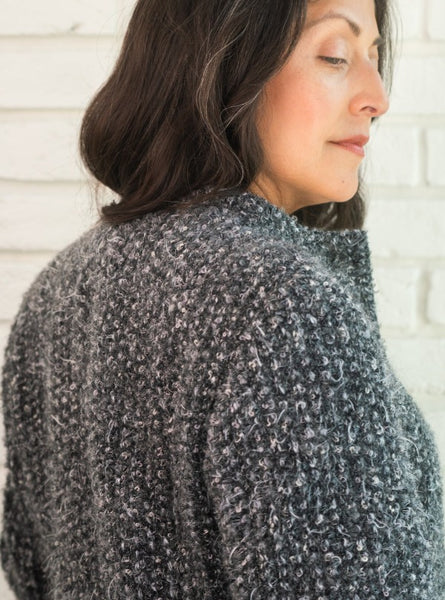 Blue J Coat, Handwoven Grey Scale, back view