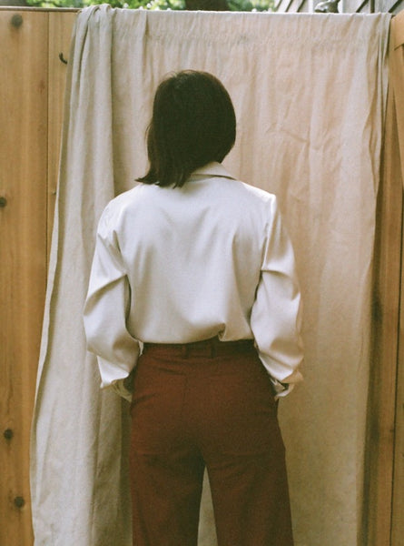 Inez Blouse, back, with Mae Pant in rust