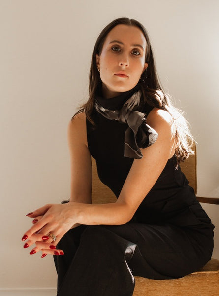 Ava Silk Scarf, Midnight Bloom