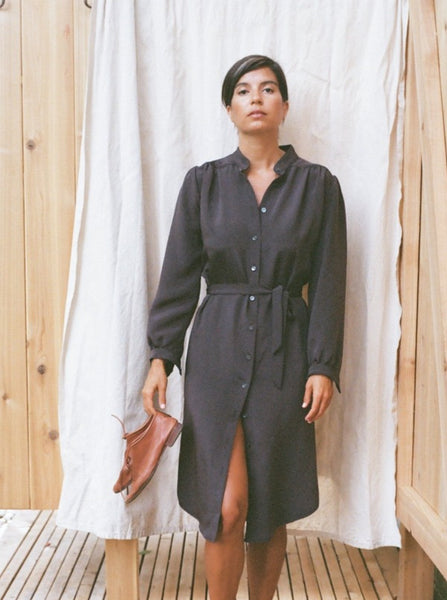 Silk Shirtdress, Sandalwood