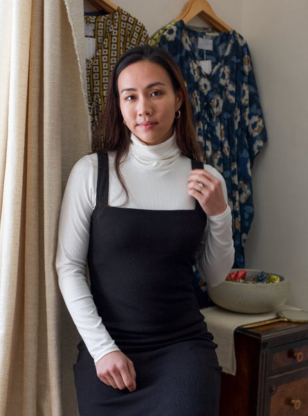 Jane Dress in Black with the Jasmine Rollneck