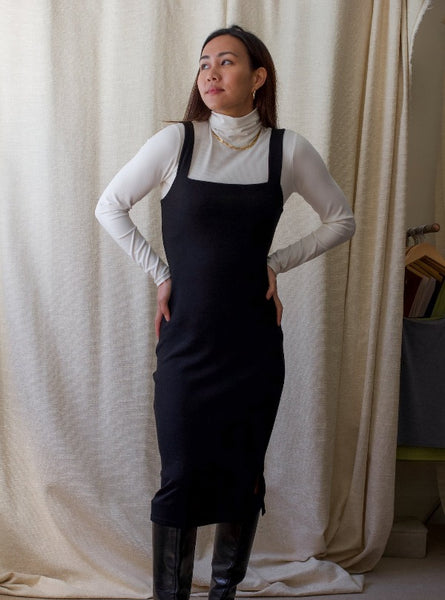 Jane Dress, Black, with the Jasmine Rollneck