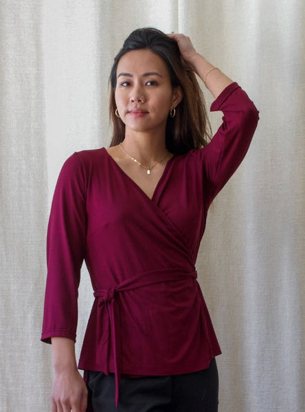 Melissa Wrap Top, Claret