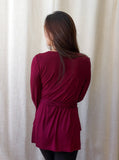 Melissa Wrap Top, Claret, back view