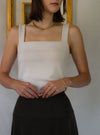 Mary's Favorite Shirt in Mocha, with the Jane Tank in Beige