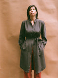 Silk Shirtdress Trench with Mae Pant in rust