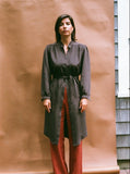 Silk Shirtdress Trench in sandalwood