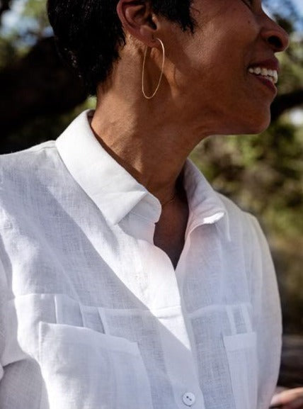 Inez Blouse, Ivory Silk Twill