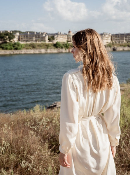 Silk Shirtdress Trench, back view