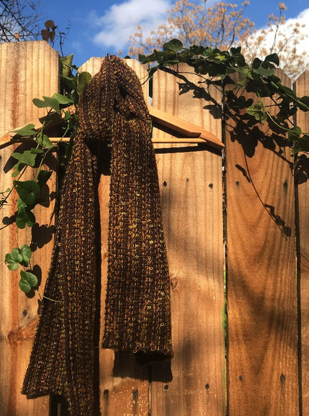 Handwoven Scarf, Black Boucle
