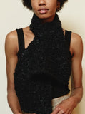 Handwoven Scarf, black boucle